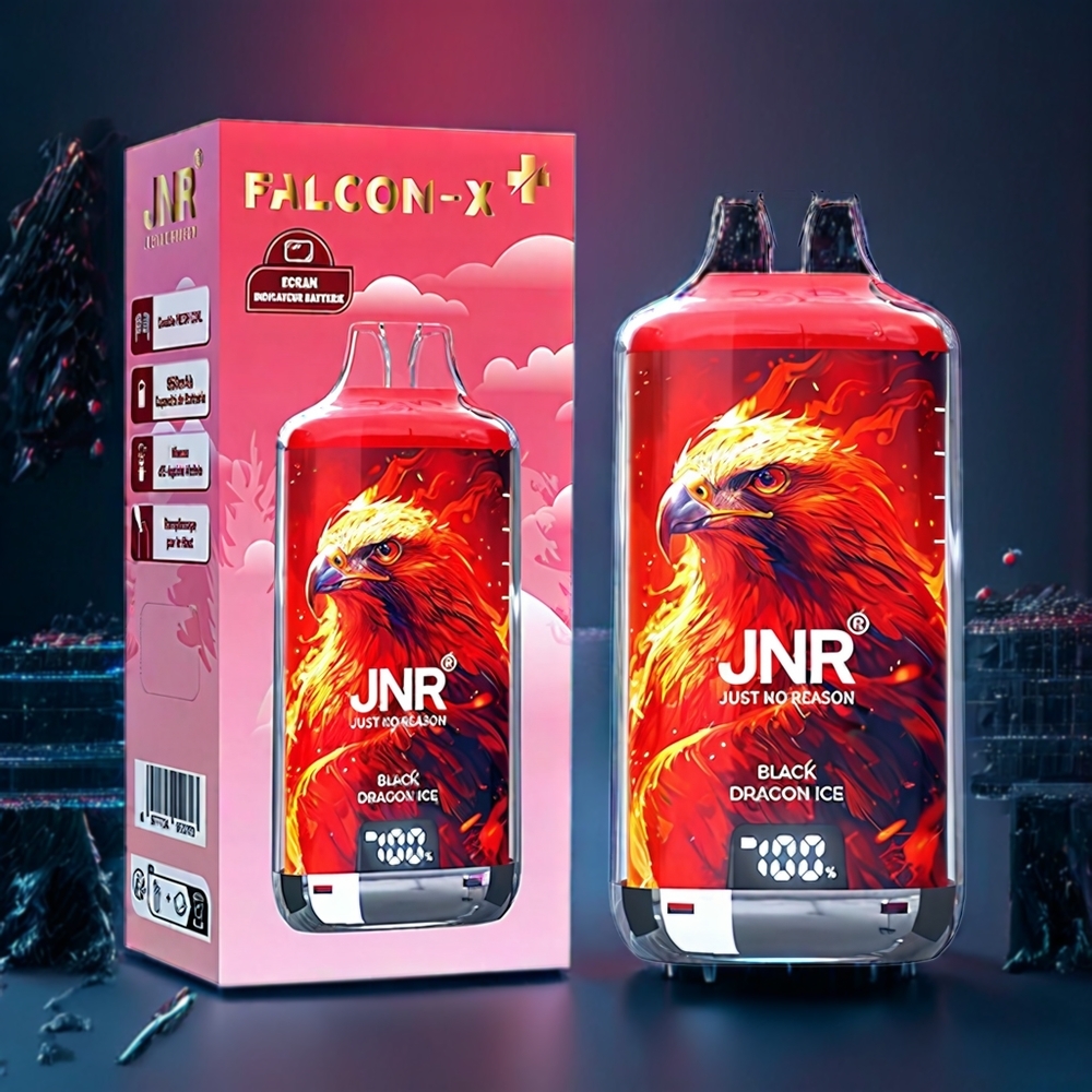 JNR Falcon X⁺ New Zealand Wholesale 28000 Puffs Black Dragon Ice Refillable with 2 10ml E-liquid & Battery Indicator