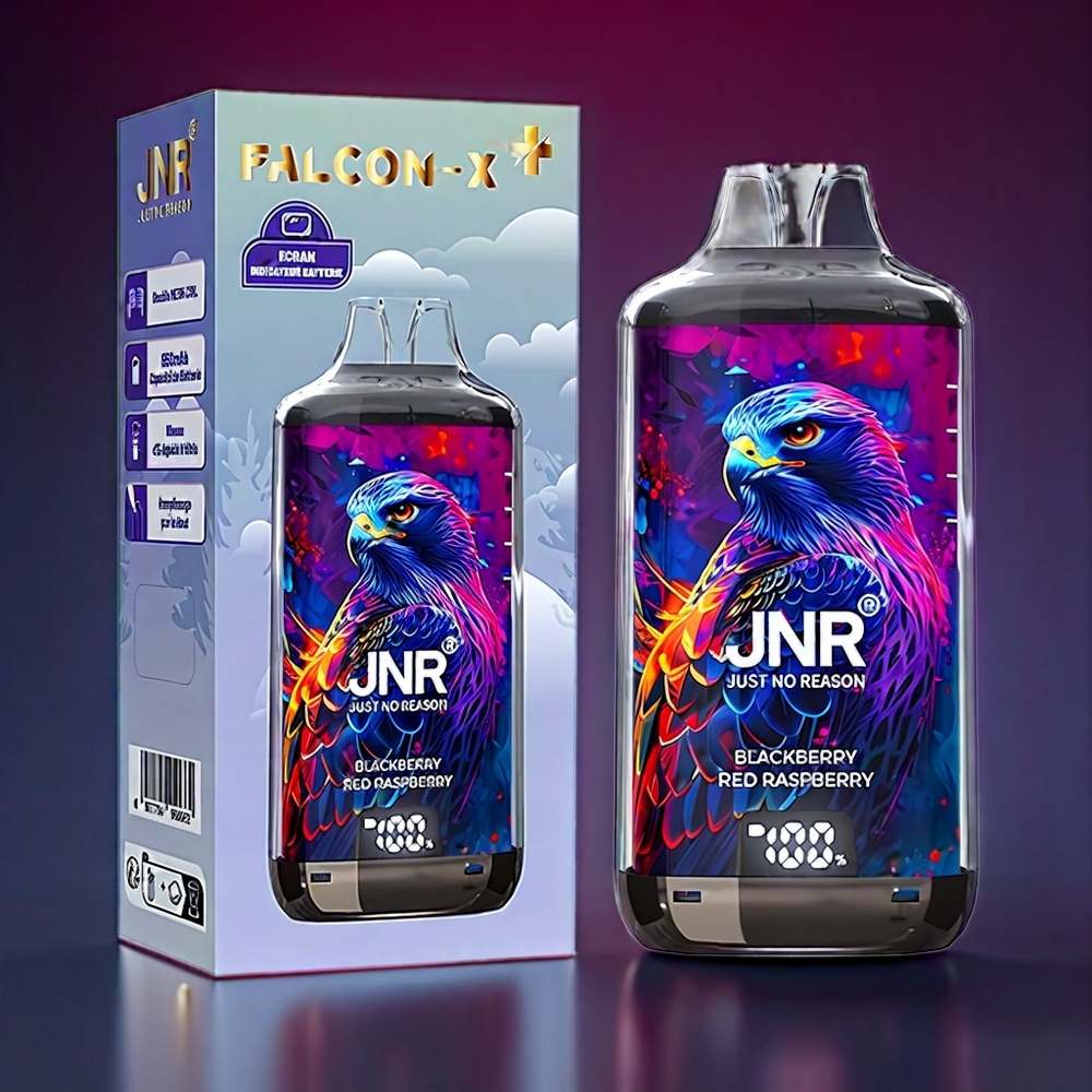 JNR Falcon X⁺ New Zealand Wholesale 28000 Puffs Refillable Blackberry Red Raspberry with Visible E-Liquid & Battery Indicator