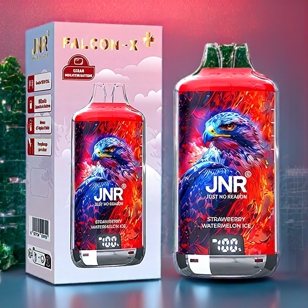 JNR Falcon X⁺ New Zealand Wholesale 28000 Puffs Strawberry Watermelon Ice Refillable with 2 10ml E-liquid & Battery Indicator