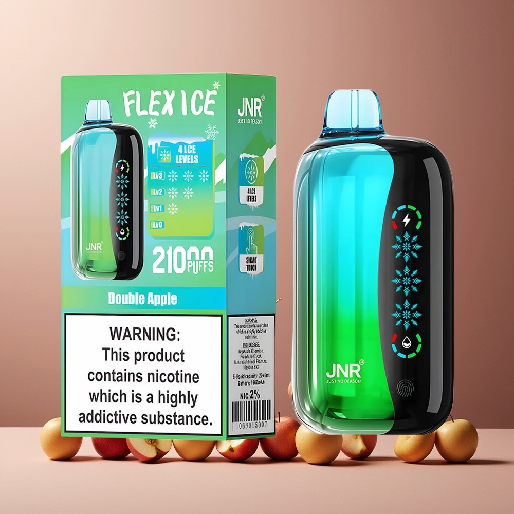 JNR Flex Ice 21000 Puffs Disposable Vape Double Apple New Zealand Wholesale Ice Adjustable 26ml 1000mAh Type-C