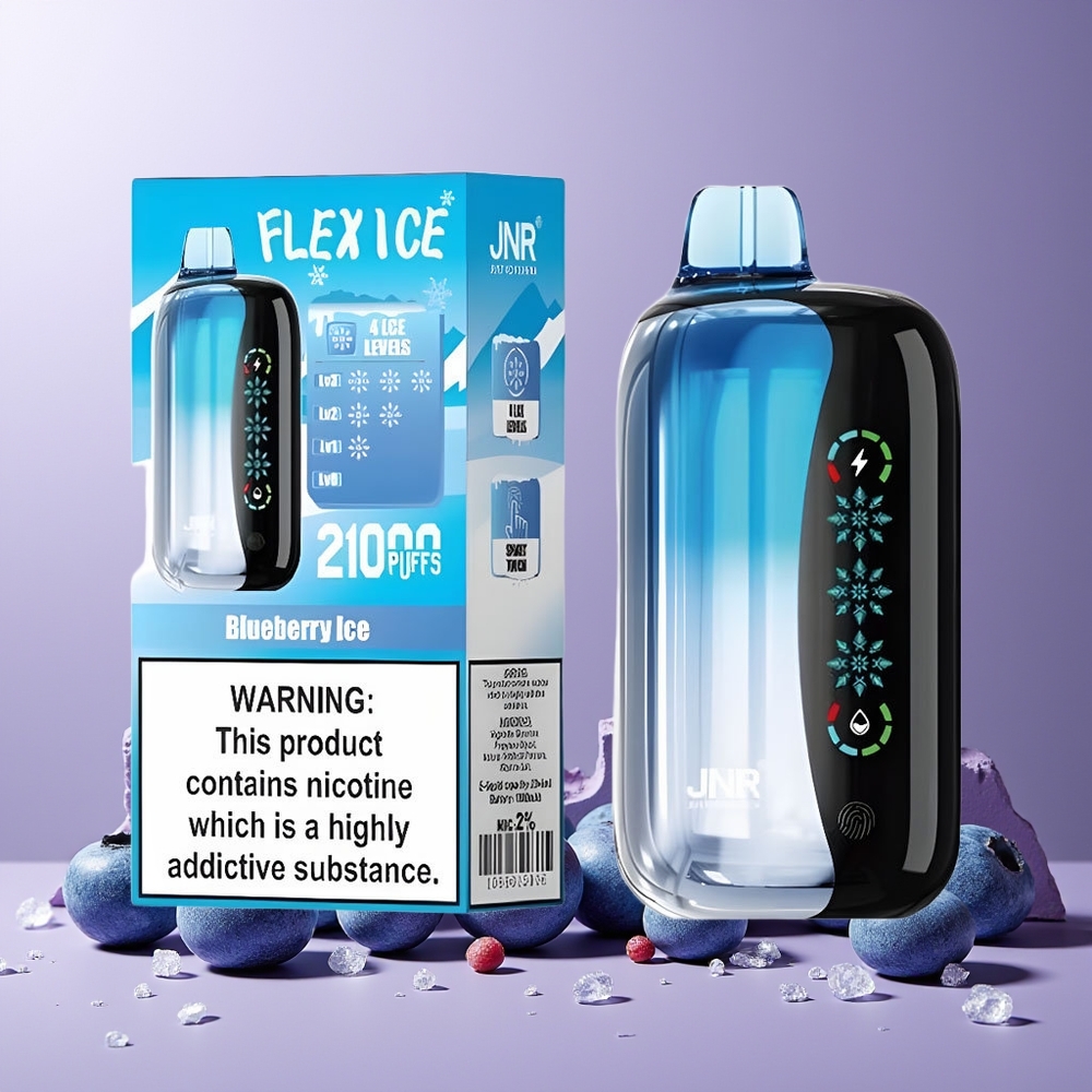 JNR Flex Ice 21000 Puffs Disposable Vape New Zealand Wholesale Blueberry Ice 26ml E-liquid Customizable Airflow Touch Screen 1.2 Ohm Dual Mesh