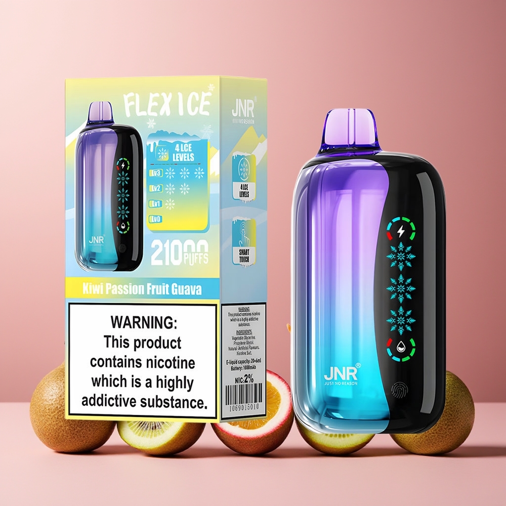 JNR Flex Ice 21000 Puffs New Zealand Wholesale Disposable Vape Kiwi Passion Fruit Guava with Ice Adjustable 26ml 1000mAh Type-C Charging
