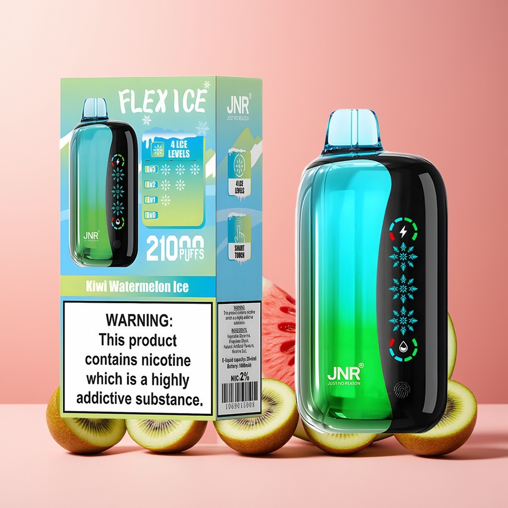 JNR Flex Ice 21000 Puffs New Zealand Wholesale Disposable Vape Kiwi Watermelon Ice with Adjustable Airflow, 26ml E-liquid, Type-C Charging