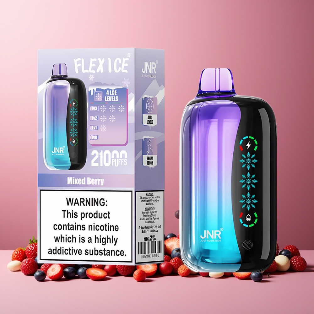 JNR Flex Ice 21000 Puffs New Zealand Wholesale Disposable Vape Mixed Berry Ice Adjustable 26ml 1000mAh Type-C Dual Mesh