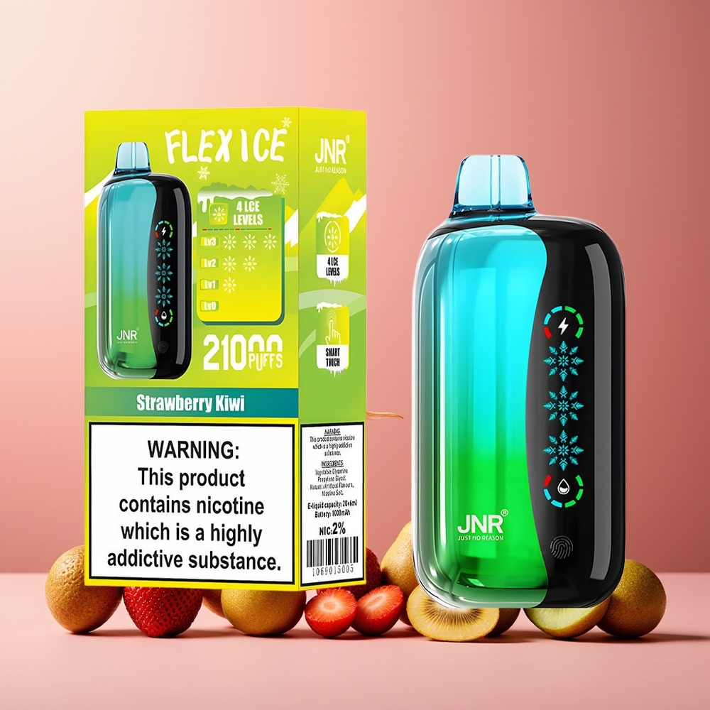JNR Flex Ice 21000 Puffs New Zealand Wholesale Disposable Vape Strawberry Kiwi 26ml E-liquid Ice Adjustable 1.2 Ohm Dual Mesh Type-C Charging