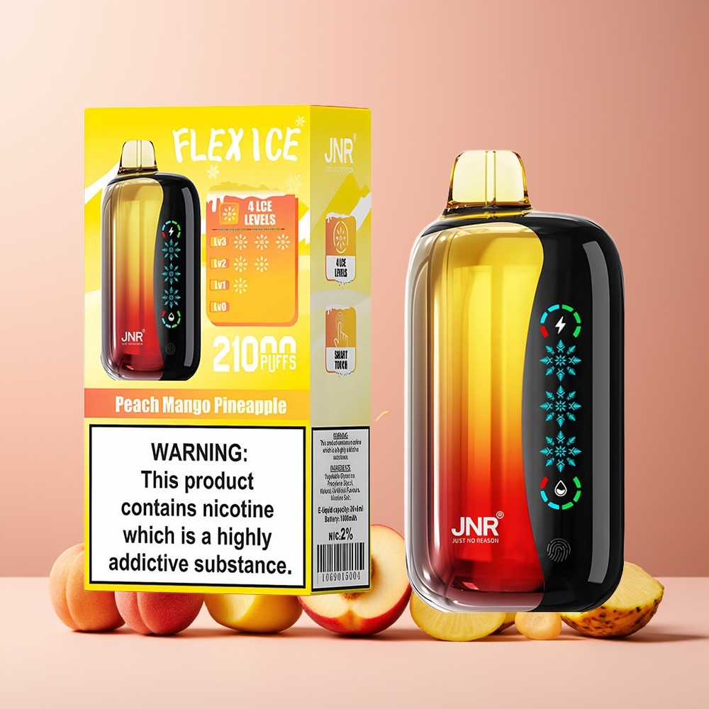 JNR Flex Ice 21000 Puffs New Zealand Wholesale Peach Mango Pineapple Disposable Vape with Ice Adjustable, 26ml E-liquid, 1.2 Ohm Dual Mesh, Type-C Charging