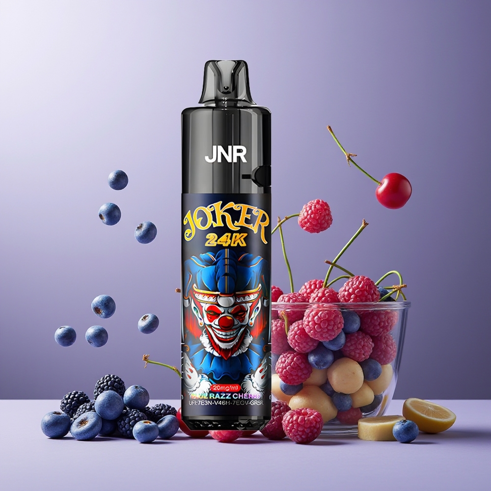 JNR Joker 24K Puffs New Zealand Wholesale 2+10ml Refillable 800mAh Blue Razz Cherry Disposable Vape