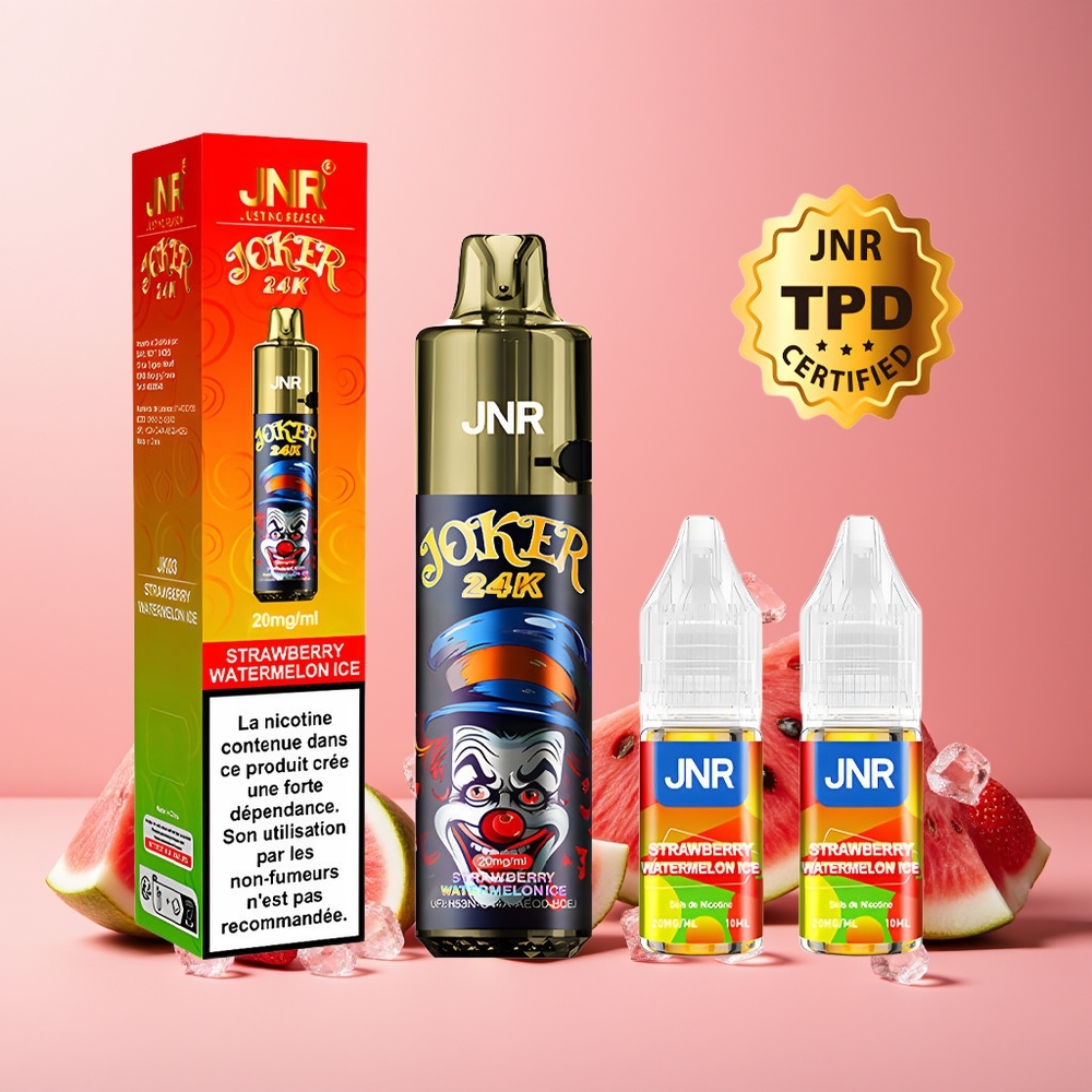 JNR Joker 24K Puffs New Zealand Wholesale 2+10ml Refillable 800mAh Strawberry Watermelon Ice Disposable Vape
