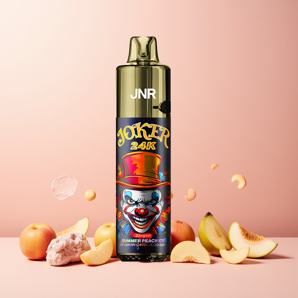 JNR Joker 24K Puffs New Zealand Wholesale 2+10ml Refillable 800mAh Summer Peach Ice Disposable Vape