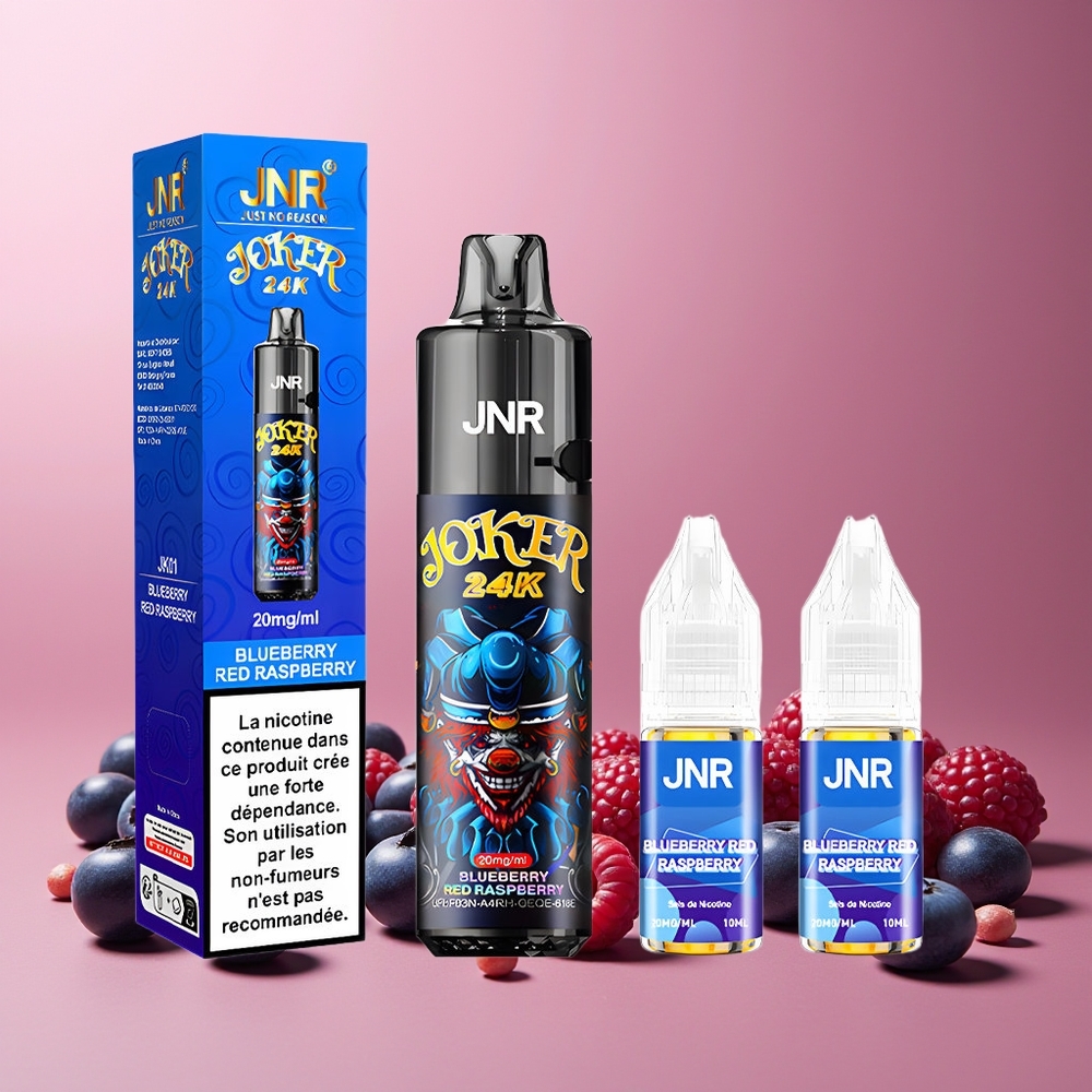 JNR Joker 24K Puffs New Zealand Wholesale 2+10ml Refillable 800mAh Type-C Disposable Vape Blueberry Red Raspberry
