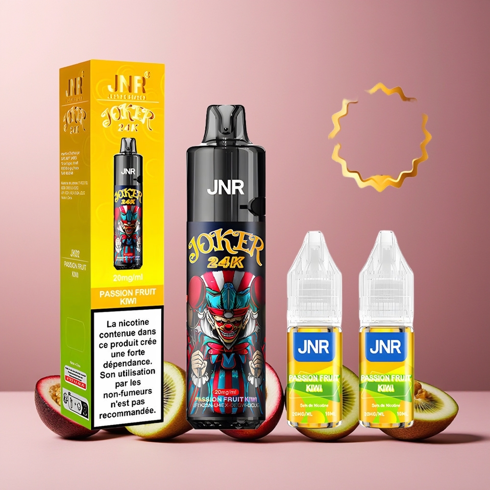 JNR Joker 24K Puffs New Zealand Wholesale 2+10ml Refillable 800mAh Type-C Passion Fruit Kiwi Disposable Vape