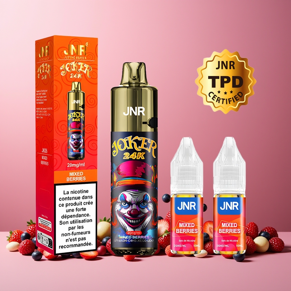 JNR Joker 24K Puffs New Zealand Wholesale 2+10ml Refillable Pod 800mAh Mixed Berries Disposable Vape