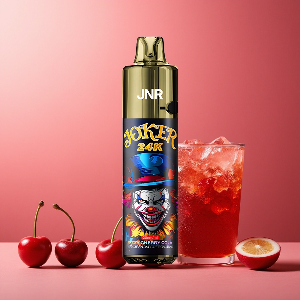 JNR Joker 24K Puffs New Zealand Wholesale Disposable Vape 2+10ml Refillable Pod 800mAh Fizzy Cherry Cola