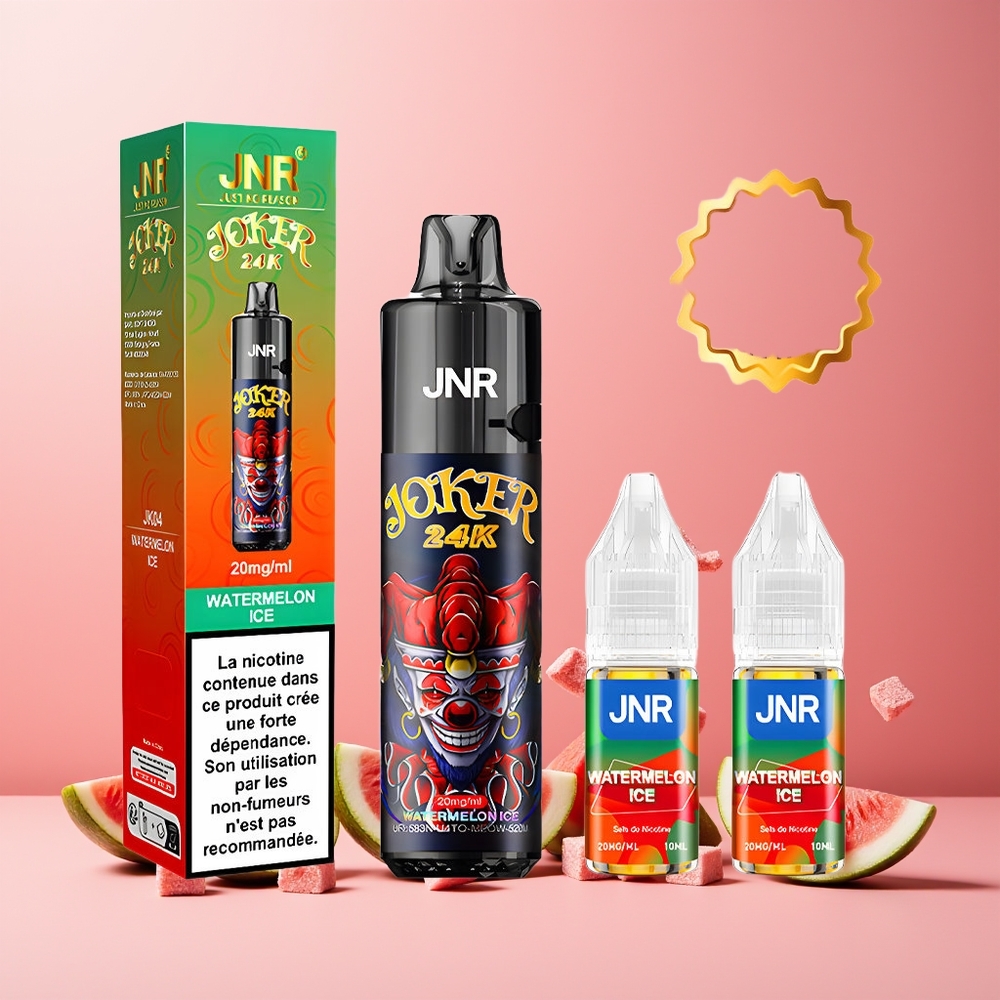 JNR Joker 24K Puffs New Zealand Wholesale Disposable Vape 800mAh 2+10ml Refillable Watermelon Ice