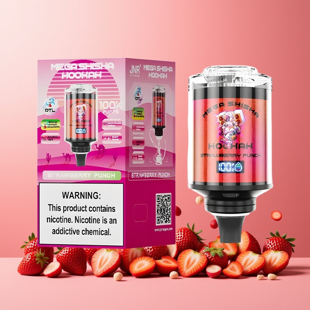 JNR Mega Shisha Hookah 100K 2200mAh 60mL Desktop Strawberry Punch New Zealand Wholesale