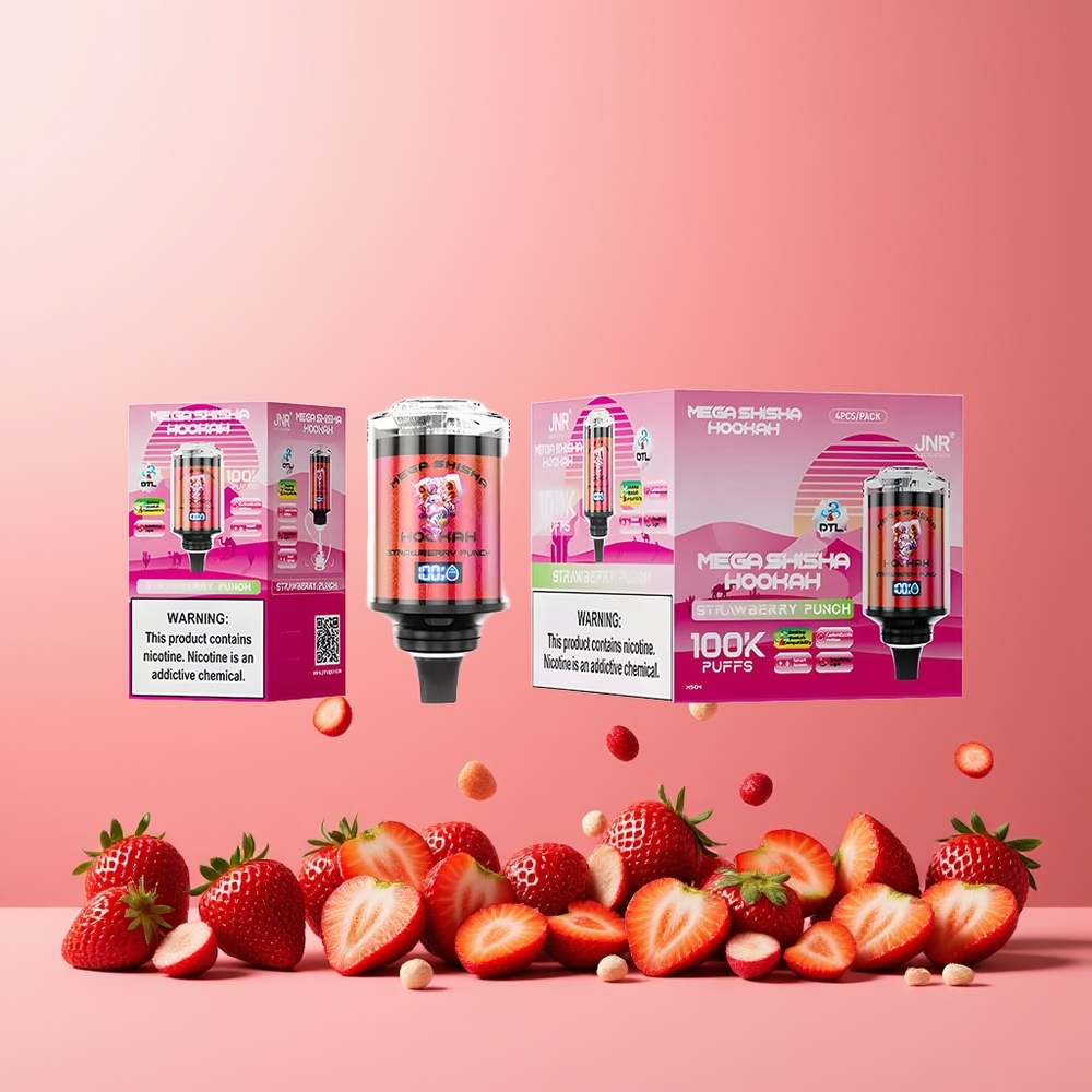 JNR Mega Shisha Hookah 100K 2200mAh 60mL Desktop Strawberry Punch New Zealand Wholesale