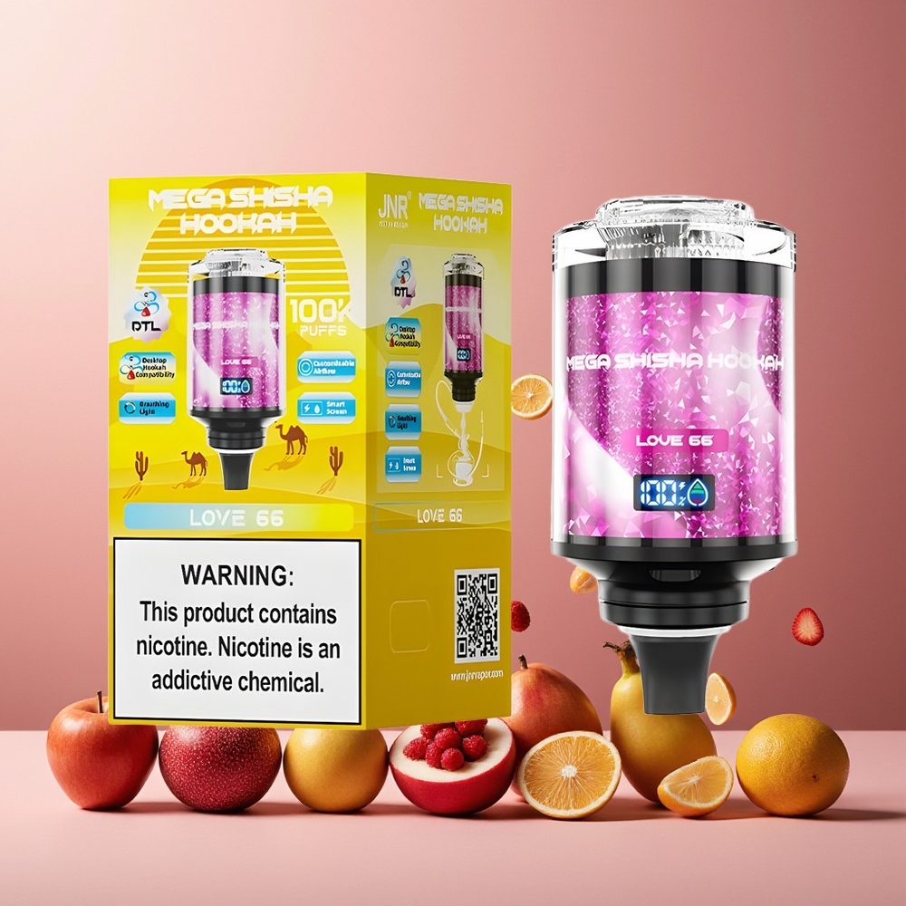 JNR Mega Shisha Hookah 100K 2200mAh 60mL Type-C Love 66 New Zealand Wholesale