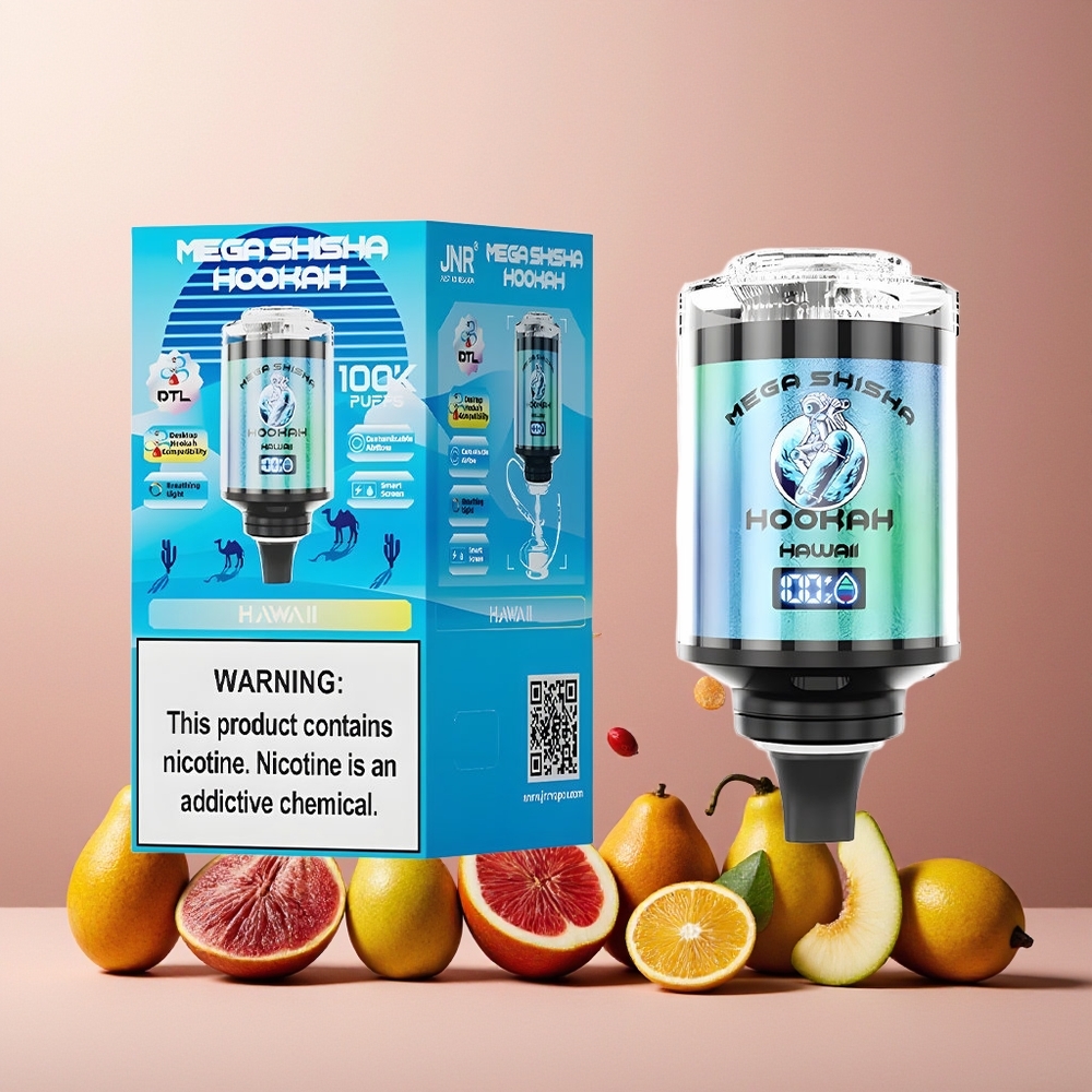 JNR Mega Shisha Hookah 100K 2200mAh Type-C Fast Charging 60mL Desktop Compatibility Hawaii New Zealand Wholesale