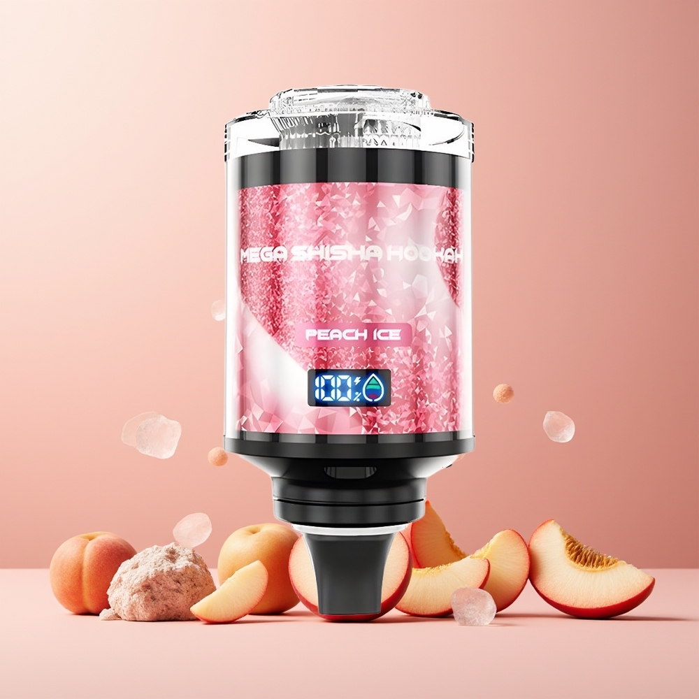 JNR Mega Shisha Hookah 100K 2200mAh Type-C Smart Screen Peach Ice New Zealand Wholesale