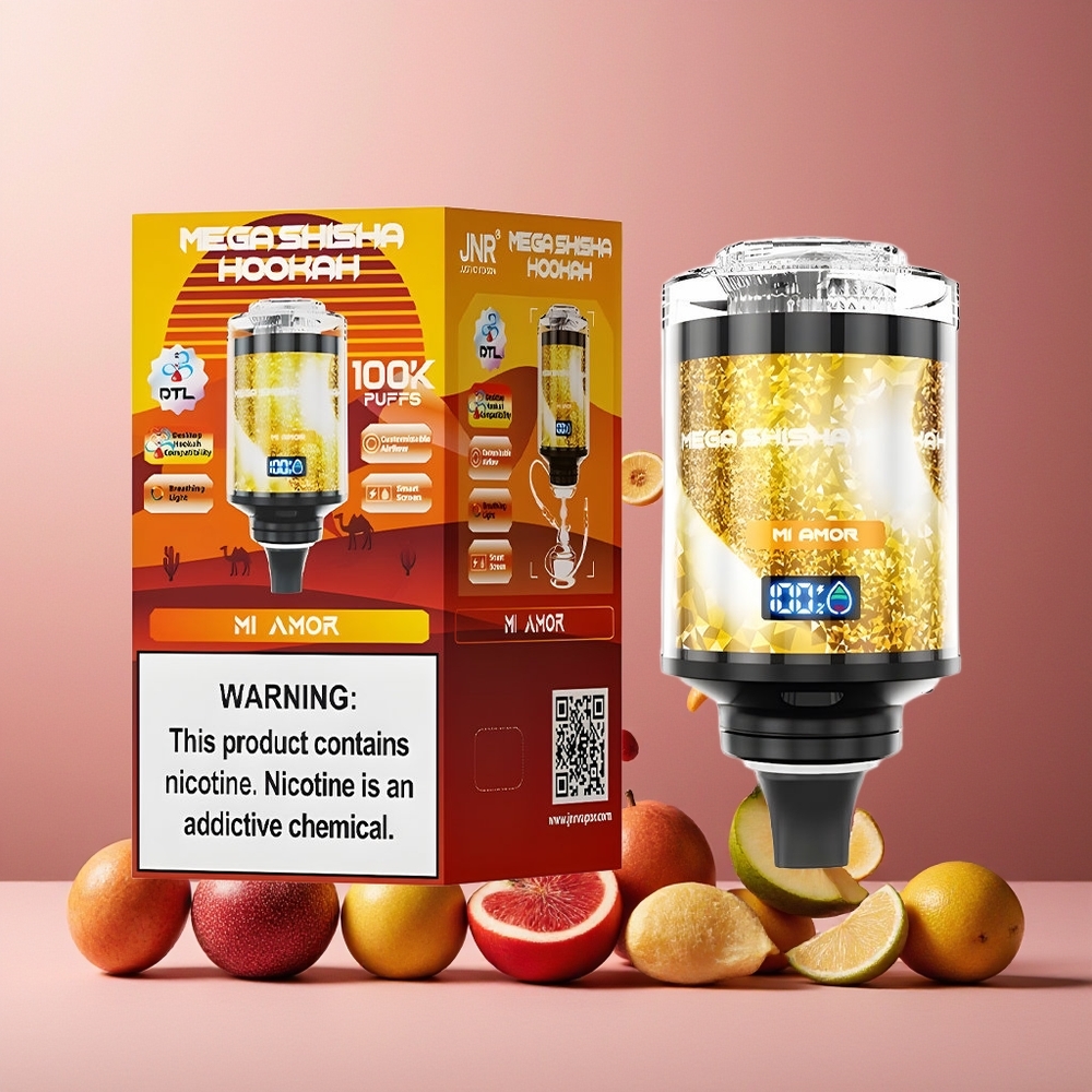 JNR Mega Shisha Hookah 100K 70.2mm 2200mAh Type-C Mi Amor New Zealand Wholesale