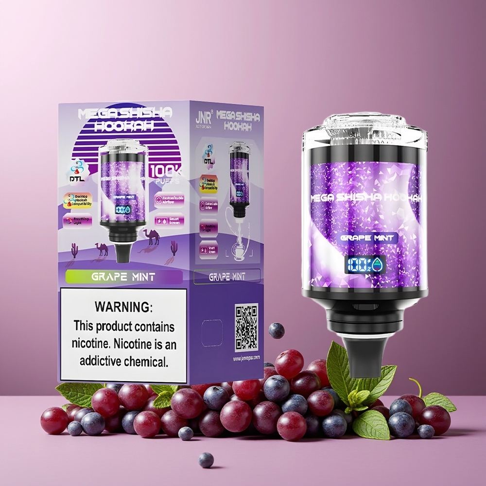 JNR Mega Shisha Hookah 100K New Zealand Wholesale 2% Nicotine 100K Puffs 2200mAh Type-C Grape Mint Desktop Hookah