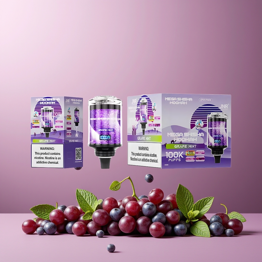 JNR Mega Shisha Hookah 100K New Zealand Wholesale 2% Nicotine 100K Puffs 2200mAh Type-C Grape Mint Desktop Hookah