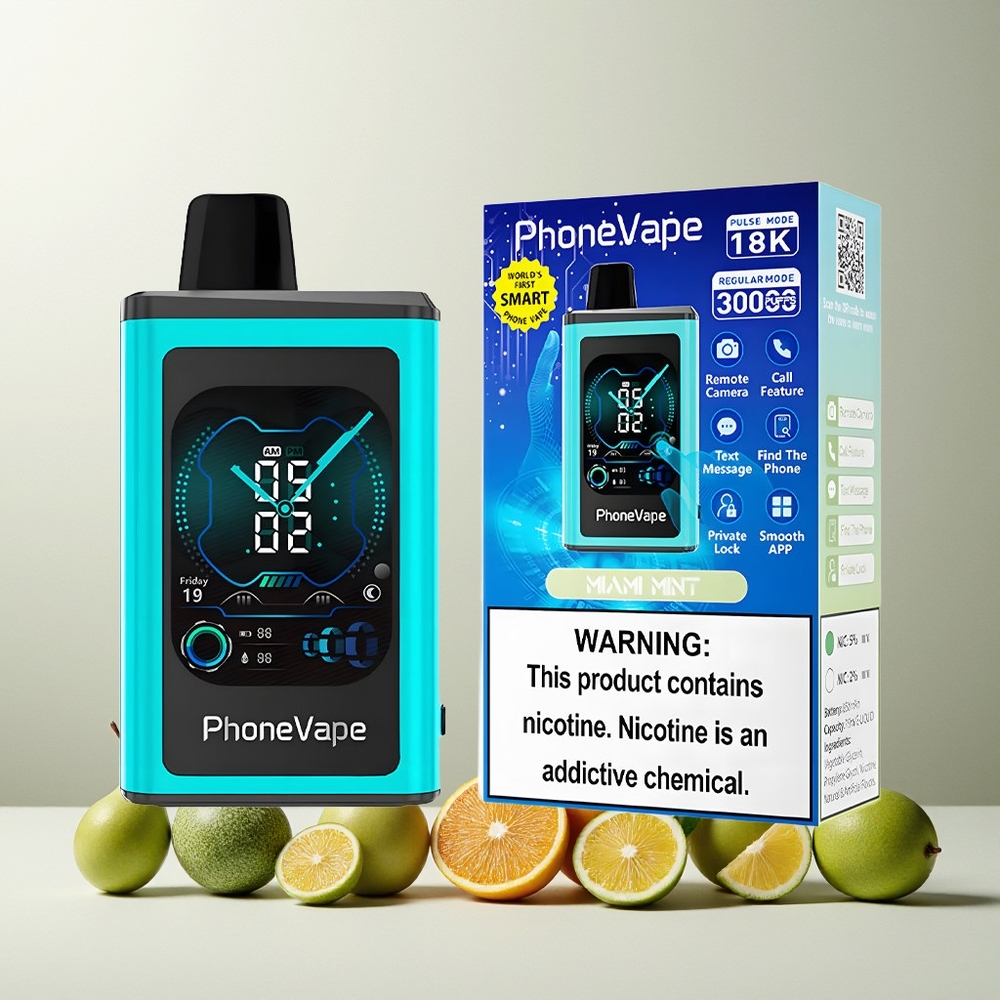 JNR PhoneVape 30000 Puffs Disposable Vape Miami Mint New Zealand Wholesale, 850mAh Rechargeable, Turbo Mode, Adjustable Airflow, App Controlled, 2%/5% Nicotine