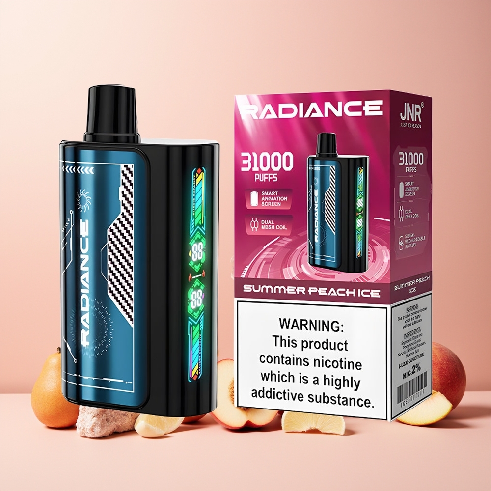 JNR Radiance 31000 Puffs 28ml Dual Mesh Coil Rechargeable Summer Peach Ice New Zealand Wholesale