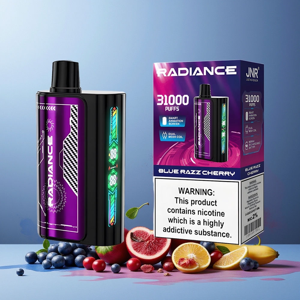 JNR Radiance 31000 Puffs 28ml Dual Mesh Rechargeable Blue Razz Cherry New Zealand Wholesale