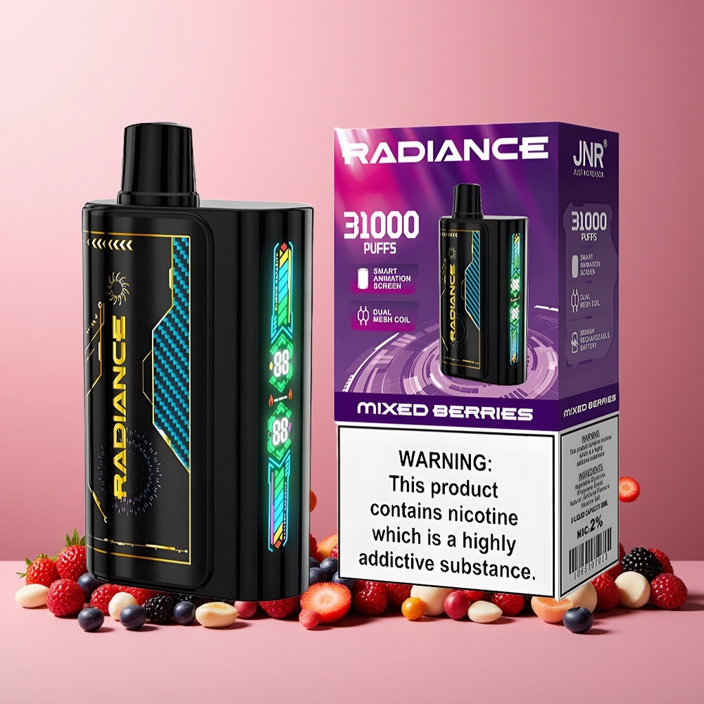 JNR Radiance 31000 Puffs 28ml Dual Mesh Rechargeable Disposable Vape Mixed Berries New Zealand Wholesale