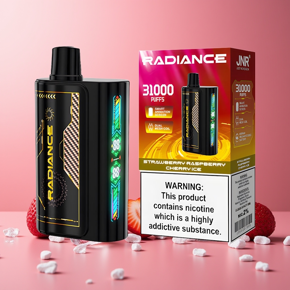 JNR Radiance 31000 Puffs New Zealand Wholesale 28ml 950mAh Dual Mesh Disposable Vape Strawberry Raspberry Cherry Ice