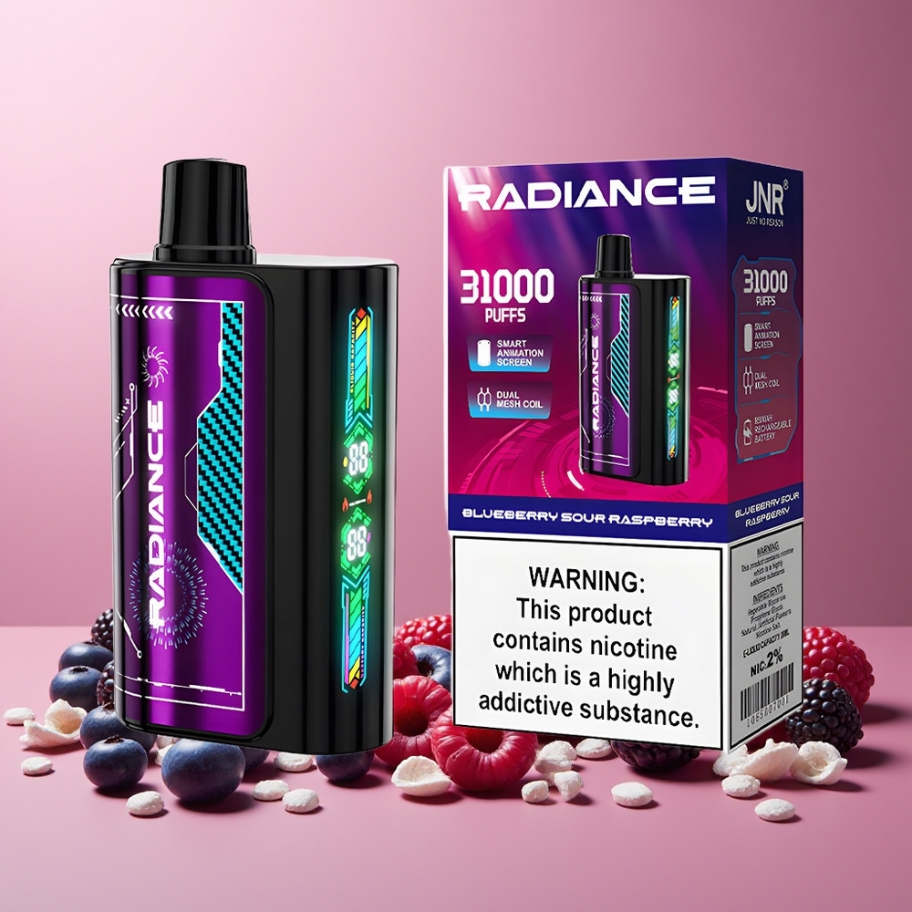 JNR Radiance 31000 Puffs New Zealand Wholesale Disposable Vape Blueberry Sour Raspberry 28ml E-liquid Dual Mesh Coil 950mAh Rechargeable