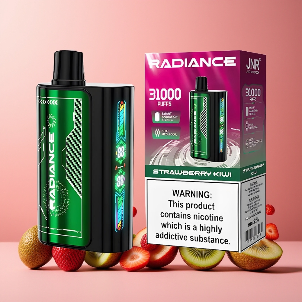 JNR Radiance 31000 Puffs New Zealand Wholesale Disposable Vape Strawberry Kiwi 28ml Dual Mesh Coil 950mAh Type-C