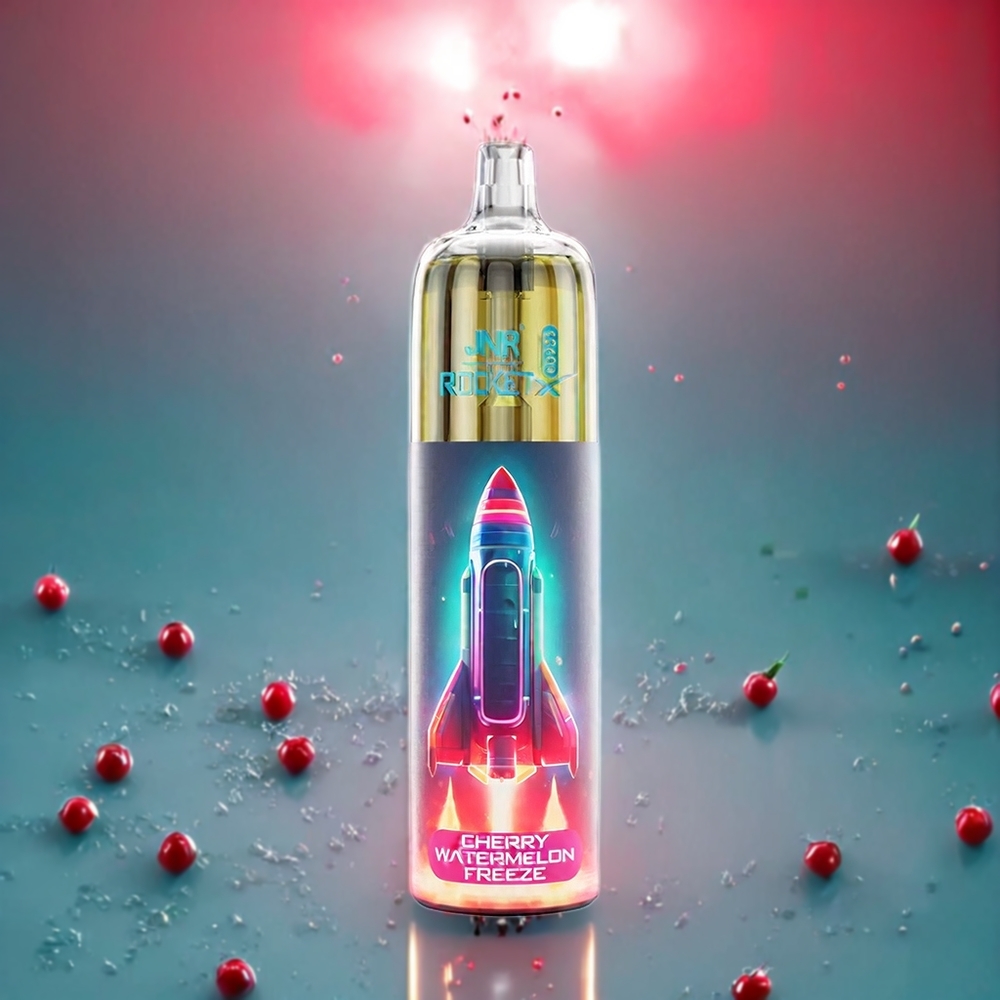 JNR Rocket X 12400 Puffs Cherry Watermelon Freeze New Zealand Wholesale with RGB Lights, Type-C Quick Charge, 850mAh Battery, Adjustable Airflow