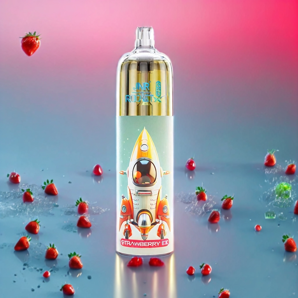 JNR Rocket X 12400 Puffs Strawberry Ice New Zealand Wholesale with RGB Lights, Type-C Charge, 850mAh, 22ml E-liquid