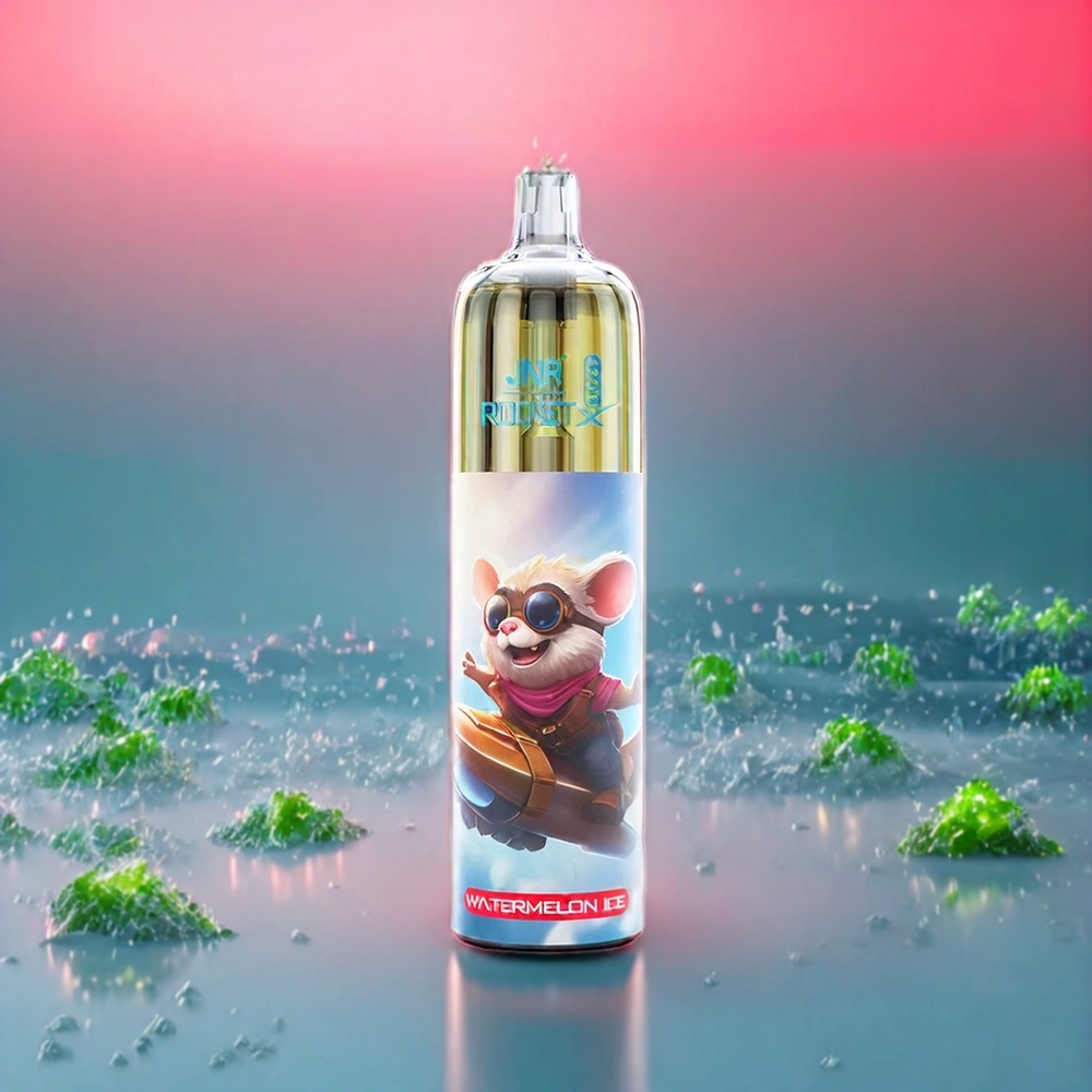 JNR Rocket X New Zealand Wholesale 12400 Puffs Watermelon Ice Rechargeable Type-C RGB 22ml Airflow Control 1.2 Ohm Mesh 850mAh