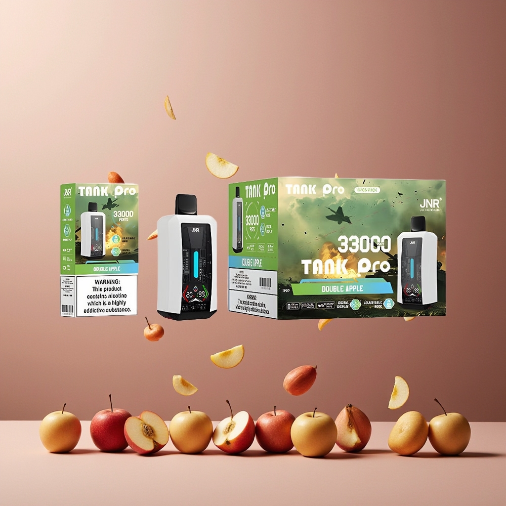JNR Tank Pro 33000 Puffs Disposable Vape Double Apple 28ml e-Liquid Digital Display Dual Mesh Coil New Zealand Wholesale