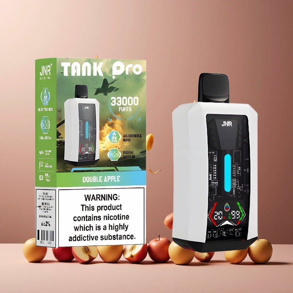 JNR Tank Pro 33000 Puffs Disposable Vape Double Apple 28ml e-Liquid Digital Display Dual Mesh Coil New Zealand Wholesale