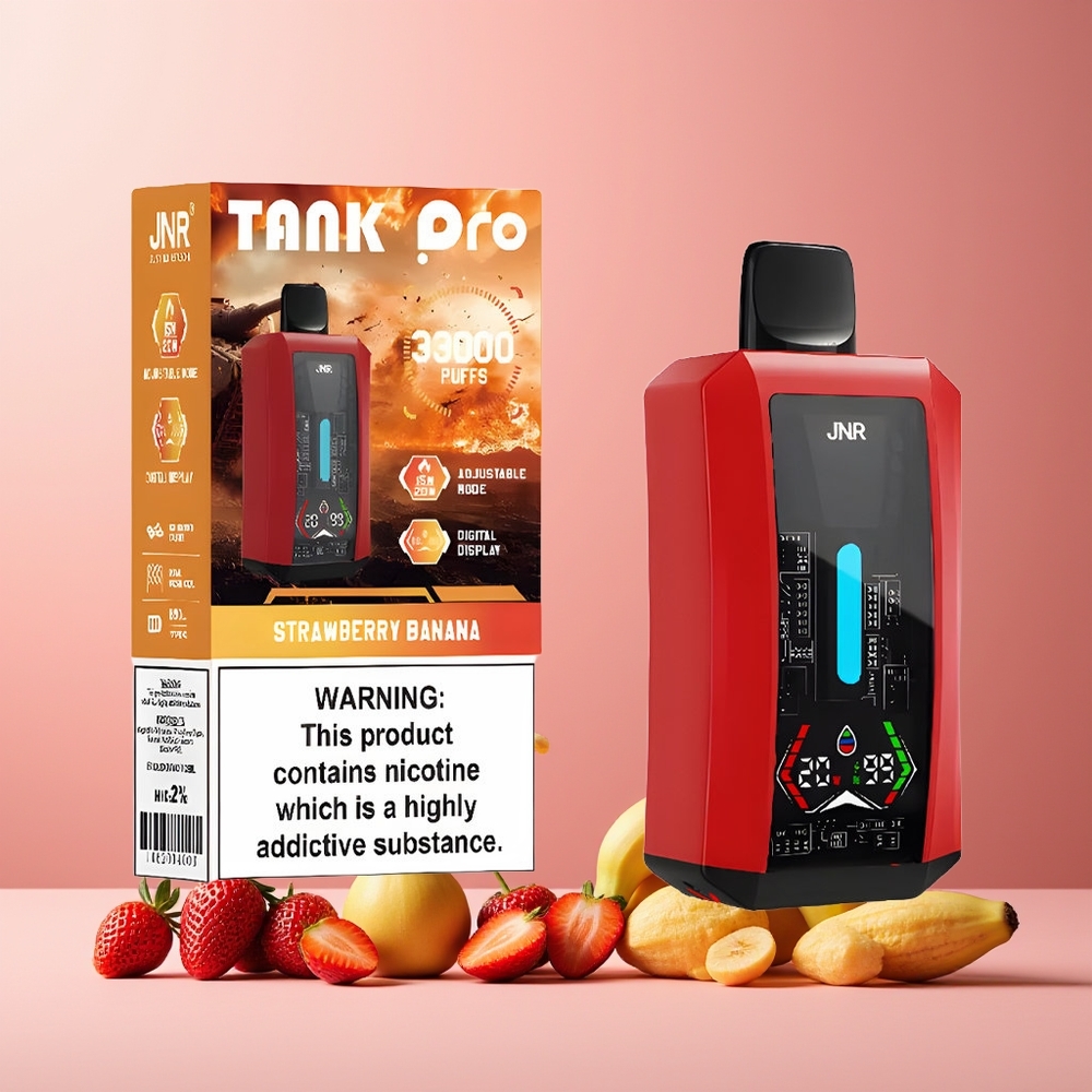 JNR Tank Pro 33000 Puffs New Zealand Wholesale 28ml Digital Display Dual Mesh Coil Strawberry Banana Disposable Vape