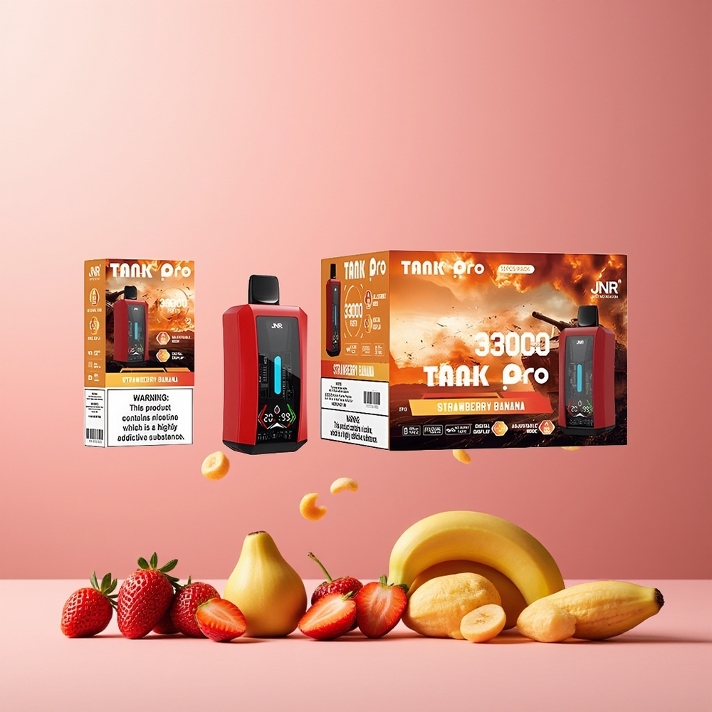 JNR Tank Pro 33000 Puffs New Zealand Wholesale 28ml Digital Display Dual Mesh Coil Strawberry Banana Disposable Vape