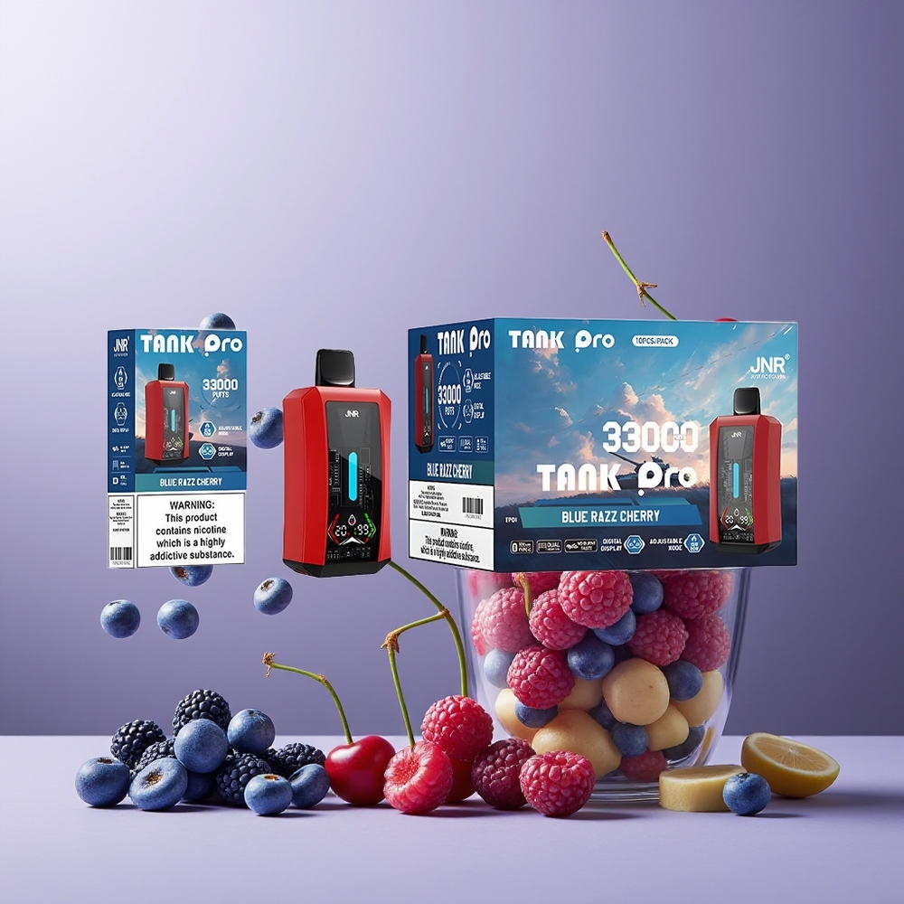 JNR Tank Pro 33000 Puffs New Zealand Wholesale 28ml Dual Mesh 15W/20W Blue Razz Cherry Disposable Vape