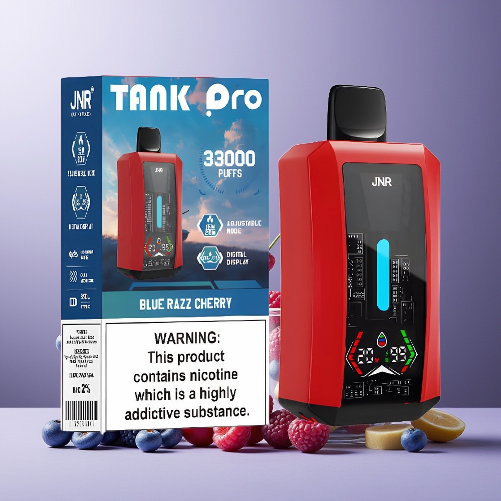 JNR Tank Pro 33000 Puffs New Zealand Wholesale 28ml Dual Mesh 15W/20W Blue Razz Cherry Disposable Vape