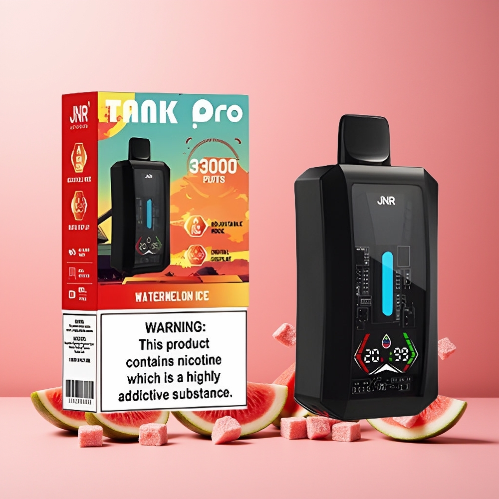 JNR Tank Pro 33000 Puffs New Zealand Wholesale 28ml Dual Mesh 15W/20W Type-C Watermelon Ice Disposable Vape