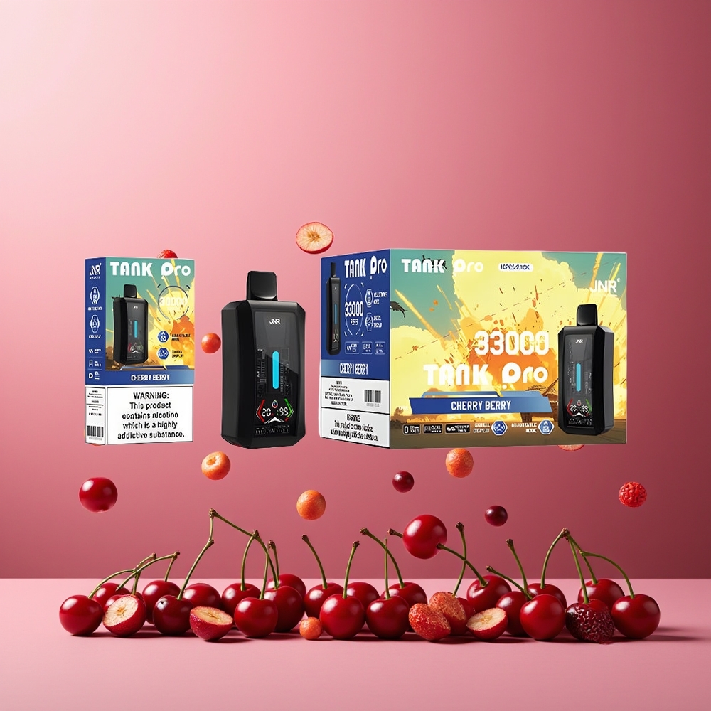 JNR Tank Pro 33000 Puffs New Zealand Wholesale 28ml e-Liquid Dual Mesh Coil 850mAh Cherry Berry Disposable Vape