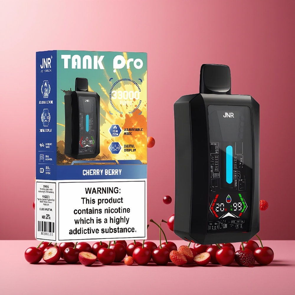 JNR Tank Pro 33000 Puffs New Zealand Wholesale 28ml e-Liquid Dual Mesh Coil 850mAh Cherry Berry Disposable Vape