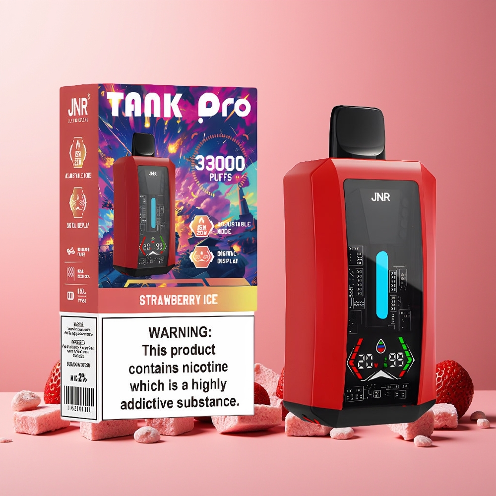 JNR Tank Pro 33000 Puffs New Zealand Wholesale Disposable Vape Strawberry Ice 28ml e-Liquid 850mAh Battery Dual Mesh Coil
