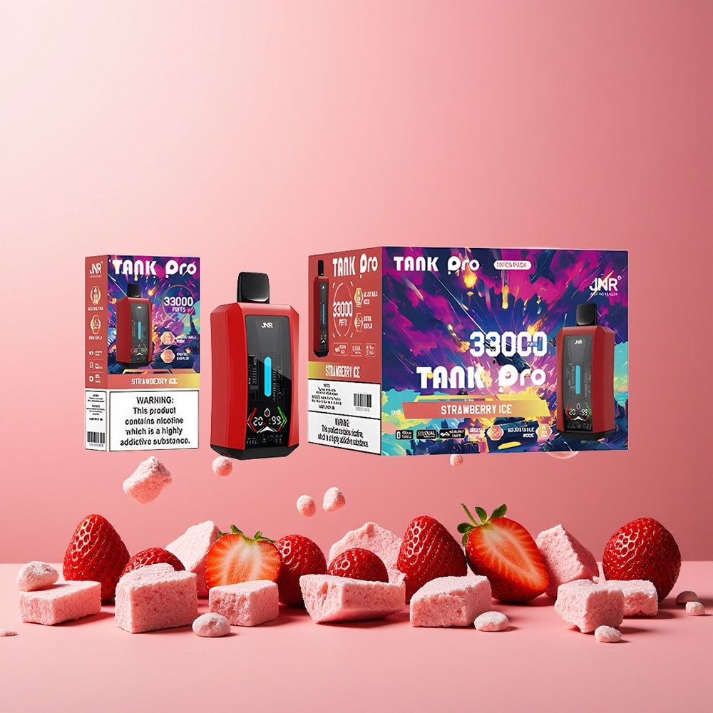 JNR Tank Pro 33000 Puffs New Zealand Wholesale Disposable Vape Strawberry Ice 28ml e-Liquid 850mAh Battery Dual Mesh Coil