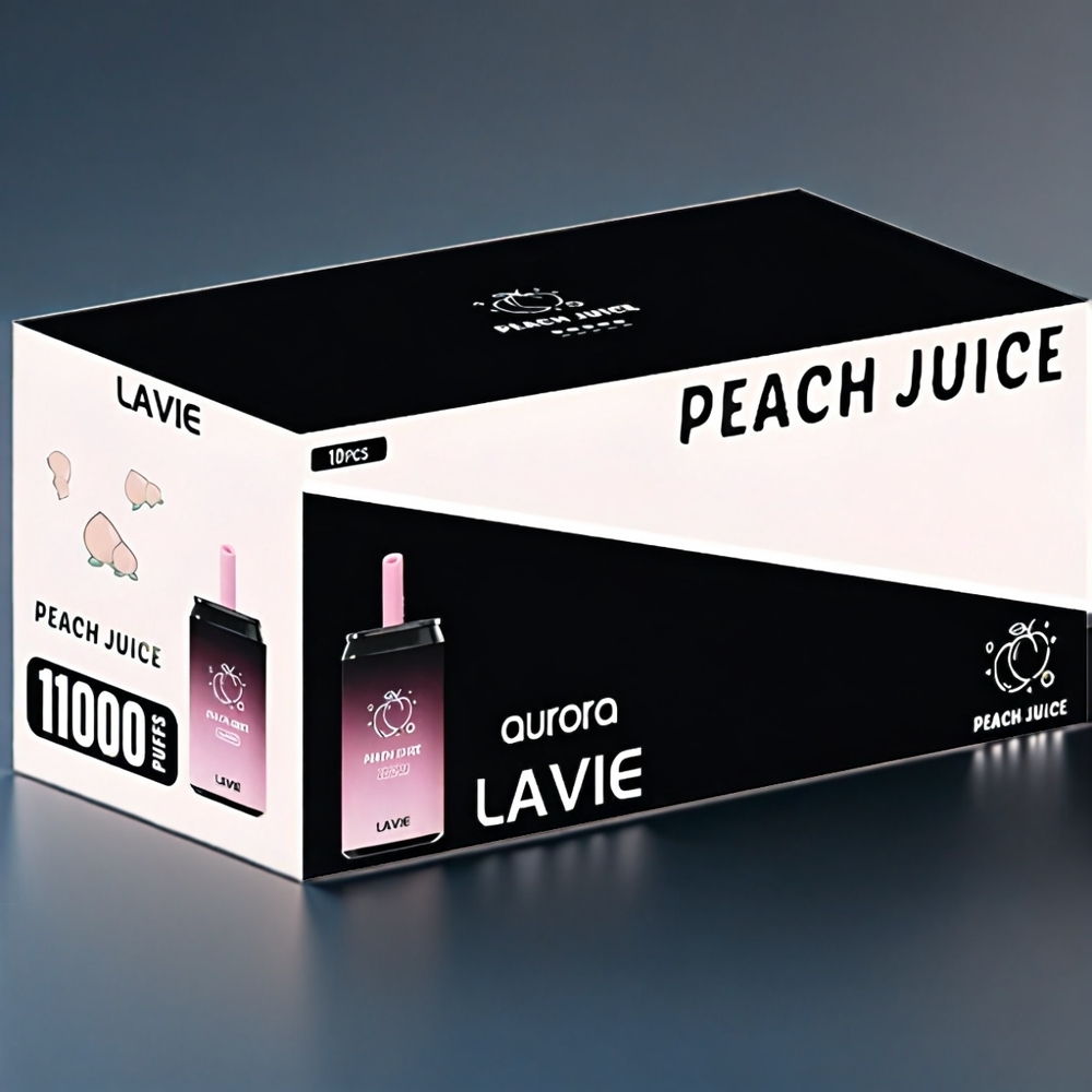 Lavie Aurora 11000 Puffs Vape Peach Juice New Zealand Wholesale - Experience the refreshing, juicy flavor of ripe peaches in every puff.
