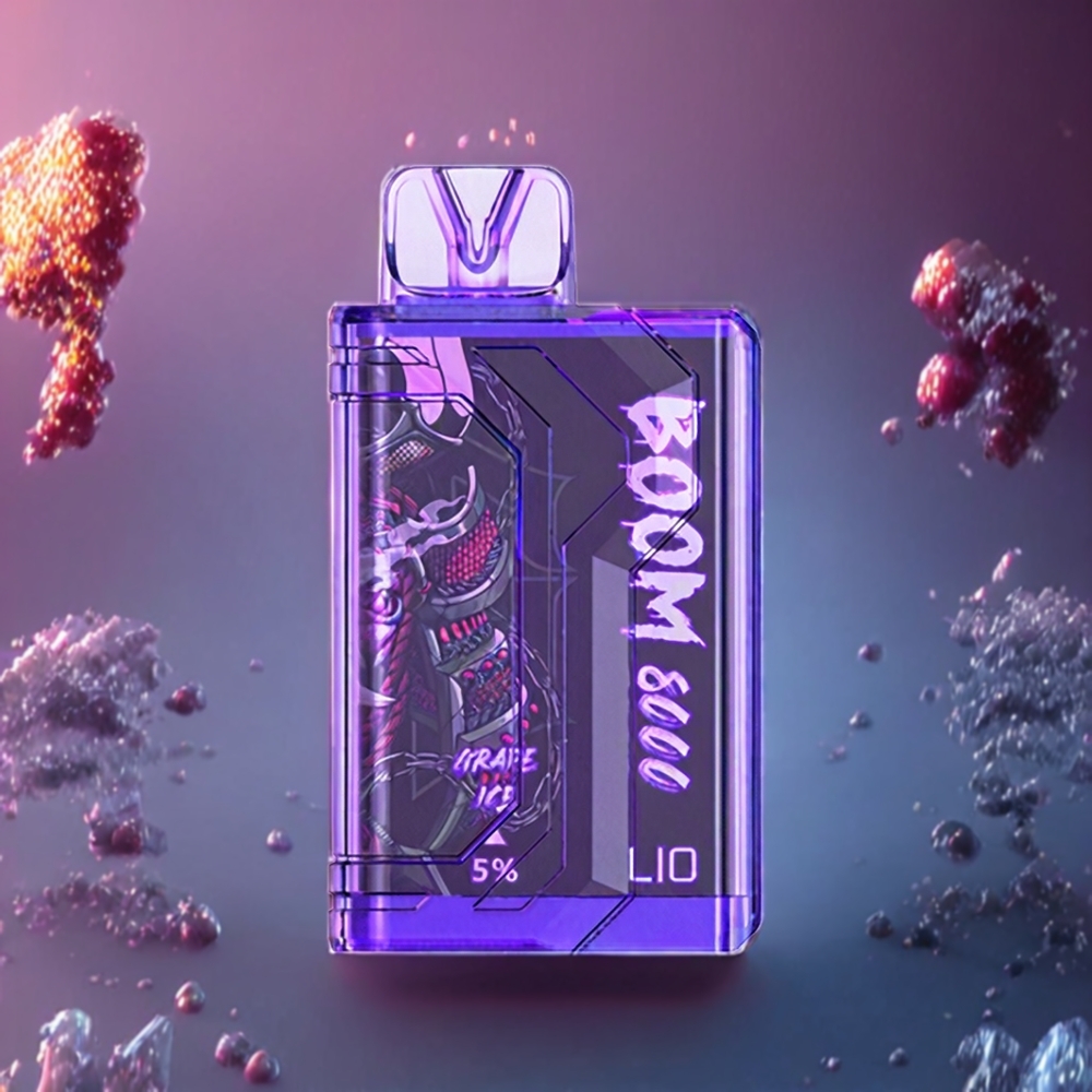 LIO BOOM PRO 8000 Puffs 15ml 5% Nicotine Disposable Vape Grape Ice New Zealand Wholesale