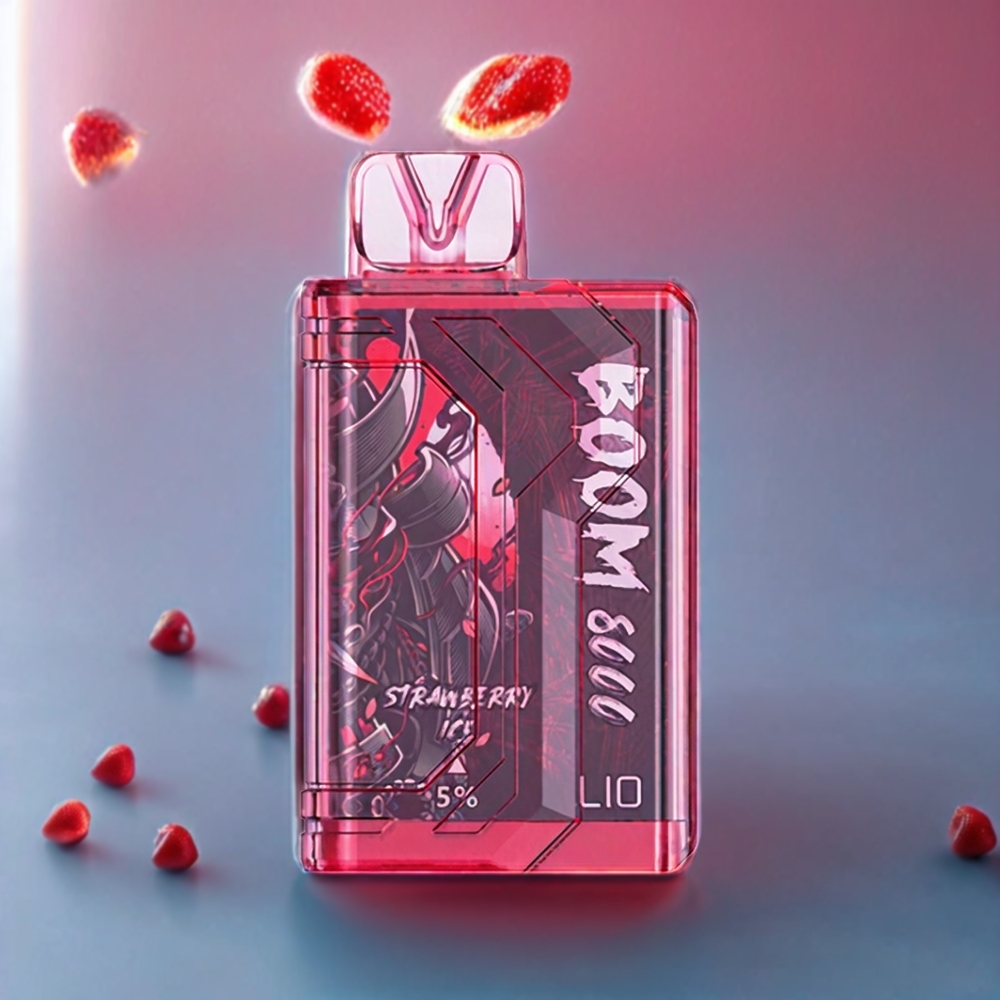 LIO BOOM PRO 8000 Puffs 15ml 5% Nicotine Mesh Coil Type-C Charging Strawberry Ice New Zealand Wholesale